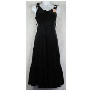 Black Tape Women's Strappy Tie V-Neck Velvet Midi Dress, Black, XS